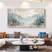 cheap Landscape Paintings-Manual Handmade Oil Painting Hand Painted Horizontal Panoramic Abstract Landscape Modern Realism Rolled Canvas (No Frame)