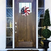  vlastenecký věnec dekorace ke dni americké nezávislosti červená bílá modrá věnce 4. července věnce - květinový věšák na dveře s červenými hlavičkami na pamětní den/4. července