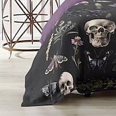 levne Halloween ložnice-Sada povlečení na přikrývku v tmavém stylu halloween - děsivý a tajemný design - obsahuje povlak na přikrývku a povlak na polštář - měkká a odolná látka