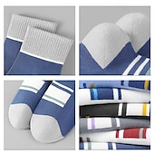 cheap Men&#039;s Socks-Men&#039;s 5 Pairs Multi Packs Socks Running Socks Casual Socks Rainbow Color Color Block Striped Sports &amp; Outdoor Daily Vacation Basic Medium Spring Fall Fashion Casual