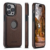 お買い得  iPhone用ケース-電話 ケース 用途 iPhone 16 iPhone 15 プロマックスプラス iPhone 14 13 12 Pro Max Plus バックカバー ワイヤレス充電をサポート 耐衝撃 レトロ風 TPU PUレザー