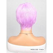 preiswerte Trendige synthetische Perücken-Synthetische Perücken Natürlich gerade Gerader Pony Perücke 8 Zoll A1 Synthetische Haare Damen Lila