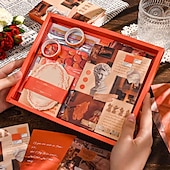 cheap Stickers-Vintage Scrapbook Kit with Journaling Supplies and Stationery Create with Aesthetic Journal and Scrapbooking 346pcs
