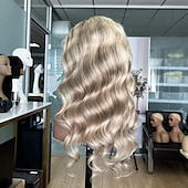 voordelige Pruiken van echt haar, met kanten voorzijde-Remy mensenhaar 13x6 sluiting 4x13 Sluiting 4x4 Sluiting Pruik Zijdeel Middelste stuk Gratis deel Braziliaans haar Body Golf Golvend Donker Grijs Meerkleurig Pruik 130% 150% 180% Haardichtheid met
