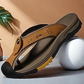 billige Utendørs sandaler-brune utendørs flipflops for menn med slitesterk såle – komfortable og lette sandaler for fotturer, strand og fritidsklær