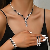 ieftine Seturi de Bijuterii-Seturi de bijuterii 4 buc Ștras Aliaj Cercei Coliere Brățări Pentru femei Elegant Epocă Modă Geometric Geometric Shape Set de bijuterii Pentru Nuntă Petrecere Aniversare