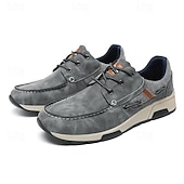baratos Ténis para Homem-Homens Sapatos casuais masculinos Retro Pele PU Confortável Antiderrapante Com Cadarço Azul Cáqui Cinzento