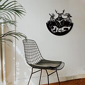 baratos Decoração de Parede-Relógio de parede com disco de vinil - decoração de parede de cervo - relógio silencioso - decoração de quarto retrô preto