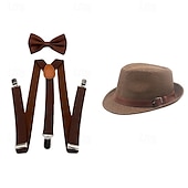 preiswerte Zubehör und mehr-Retro Vintage Goldene Zwanziger 1920er Panamahut Zubehörset Der große Gatsby Herren Maskerade Veranstaltung / Fest Junggesellinnenabschiedsparty Erwachsene Krawatte Hut Hosenträger