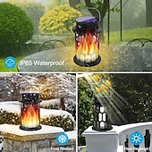 preiswerte Halloween Requisitenbeleuchtung-Solarlaternen für den Außenbereich, wasserdicht, flackernde Flamme, LED-Hängelaternen, dekorative Solarleuchten für den Außenbereich, für Garten, Terrasse, Weg, Hof, Halloween, Innen- und Außendekoration, 1 Stück