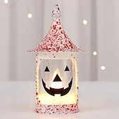 economico Illuminazione di Props di Halloween-lanterna di zucca di Halloween candela elettronica luce jack o lanterna luce zucca lampada notturna lampada a vento modello smorfia atmosfera festa di Halloween decorazione 1/3/5 pezzi