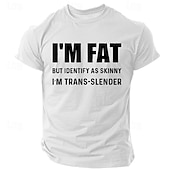 baratos Camisetas de Humor Sarcástico-Camiseta Gráfica Engraçada Masculina 'Estou Gordão Mas Me Identifico Como Magro Sou Trans-Esbelto' Camiseta de Humor de Trocadilhos