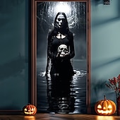olcso Halloween dekoráció-halloween ajtódíszek szellem menyasszony halloween ajtóborítók ajtó kárpit ajtófüggöny dekoráció háttér ajtó transzparens bejárati ajtóhoz parasztház ünnepi parti dekorációs kellékek