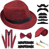 ieftine Accesorii și altele-Retro / vintage Urlați 20 de ani Anii 1920 Ținute Pălărie de panama Set accesorii Gatsby Domn Modă Bărbați Crăciun Halloween Carnaval Bal Petrecerea Burlăcițelor Festival Adulți Mai multe accesorii