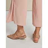 economico Ballerine da donna-Per donna Ballerine Mary Jane Da mare Ufficio Giornaliero Nappa Piatto Elegante Boemia Festività Raso Similpelle Listino alla caviglia Rosa polveroso Nero