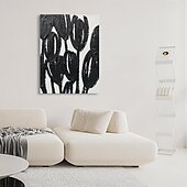 voordelige Abstracte schilderijen-handgemaakte olieverf canvas kunst aan de muur decoratie abstracte textuur zwart-witte bloemen voor huisdecoratie gerold frameloos ongerekt schilderij