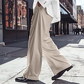 cheap Business-Men&#039;s Dress Pants Linen Pants Trousers Summer Pants Beach Pants Front Pocket Pleats Straight Leg Plain Comfort Breathable Full Length Casual Daily Holiday Fashion Basic Black White Micro-elastic