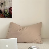 abordables Sábanas y funda de almohada-Juego de 2 fundas de almohada tipo sobre de color liso - incluye dos fundas de almohada - diseño elegante y versátil - tela suave y duradera