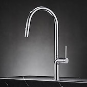 お買い得  キッチン用水栓金具-水栓 - シングルハンドルつの穴 クロム / ブラッシュドニッケル / 電気メッキ プルアウト / プルダウン / 標準スパウト / トール / ハイアーク センターセット 現代コンテンポラリー Kitchen Taps