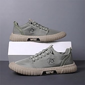 cheap Men&#039;s Slip-ons &amp; Loafers-Men&#039;s Casual Green Canvas Sneakers - Lightweight Lace-Up Walking Shoes for Everyday Wear