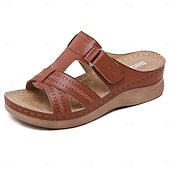 billiga Avslappnade sandaler-svarta slip-on-sandaler för kvinnor med utskuren design och bekväm sula för sommar- och fritidskläder