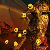 olcso Halloween szabadtéren-halloween sütőtök rézdrót zsinór lámpák világítanak sütőtök jack o lámpás 2m 20 led akkumulátorral működő beltéri szabadtéri szellemfesztivál otthon halloween erkély kerti dekoráció