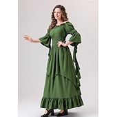 levne Šaty-Retro Středověké Renesanční Šaty Šaty inspirované Regency Ren Faire Viking Elfí Dámské Keltské Fantazie Plesová maškaráda Večírek Dospělí Šaty