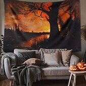 olcso halloween faliszőnyegek-halloween dekorációk gobelin jack o lámpás tök dekor fal művészet nagy függő gobelin falfestmény dekoráció fénykép háttér takaró függöny otthon hálószoba nappali koponya csontváz denevér temető