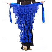 abordables Ropa de danza del vientre-Bufanda de danza del vientre para mujer, falda con cinturón, cinturón de baile latino, falda ondulada con borlas para rendimiento