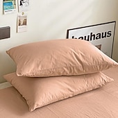 abordables Sábanas y funda de almohada-Juego de 2 fundas de almohada tipo sobre de color liso - incluye dos fundas de almohada - diseño elegante y versátil - tela suave y duradera