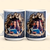 baratos Para mulheres-Caneca de Foto em 3D Personalizada - Melhor Presente para Mãe - Caneca de Cerâmica Caneca com Buraco na Parede Design Criativo Caneca Multifuncional Presente de Natal para Amigos e Família