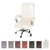 abordables Housse de chaise-housse de chaise de bureau imperméable et extensible - design simple et moderne - housse de chaise d&#039;ordinateur en cuir PU - durable et facile à nettoyer - parfaite pour protéger et améliorer les