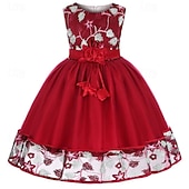 preiswerte Kleider für die Blumenmädchen-Mädchen&#039; 3D Blume Blumenmädchen Kleid Party Kleid Ärmellos Sommer Leistung Hochzeit Party Prinzessin Schön Süß kinderkleidung 4-12 Jahre abendkleider Schaukelkleid A Linie Kleid Midi Regular Fit