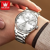 cheap Mechanical Watches-New Brand Olevs European Men&#039;S Business Mechanical Watch Inlaid With Diamond Luminous Calendar Month Display Automatic Mechanical Watch Waterproof Sports Simple Leisure Watch