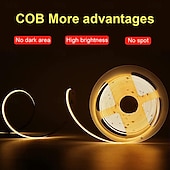 cheap COB Strip Lights-COB LED Strip Light White CCT 608LED/M Ultra Bright 10-33 ft Dimmable 2700K-6500K 24V LED Strip with RF Controller and Power Supply Suitable for DIY Lighting of Cabinets Bedrooms Kitchens Mirrors