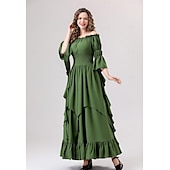 levne Šaty-Retro Středověké Renesanční Šaty Šaty inspirované Regency Ren Faire Viking Elfí Dámské Keltské Fantazie Plesová maškaráda Večírek Dospělí Šaty