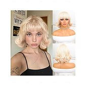 levne Syntetické trendy paruky-Syntetické paruky Deep Curly Střih Bob Elegantní ofina Paruka 10&quot; Zlatavá Umělé vlasy Dámské Zlatá