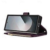 Недорогие Чехлы для Samsung-телефон Кейс для Назначение SSamsung Galaxy Z-сгиб 6 Z Fold 5 Z Fold 4 Z Fold 3 Кошелек для карт со стендом Магнитный Молния Ретро ТПУ Кожа PU
