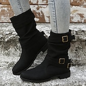 levne Kotníkové boty-Dámské Boty Slouchy boty Větší velikosti Venkovní Denní Pevná barva Boty do lýtka Zima Kačenka Oblá špička Elegantní Na běžné nošení Pohodlné PU Povaleč Černá Hnědá Šedá