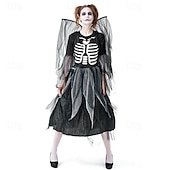 preiswerte Schädel &amp; Knochen-Skelett Totenkopf Kleid Cosplay Kostüm Erwachsene Damen Gruseliges Kostüm Party / Abend Karneval Einfaches Karnevalskostüm
