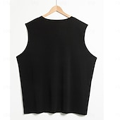 billiga Gym-toppar-Herr Linne Undertröjor Ärmlös tröja Ärmlös Djup U-hals Sommar Slät Mode Designer Muskel Utomhus Utekväll Gym Svart Vit Grå Topp t-shirt för män