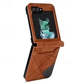 cheap Samsung Cases-Phone Case For Samsung Galaxy Z Flip 7 Z Flip 6 Z Flip 5 Z Flip 4 Z Flip 3 Flip Cover Card Slot Shockproof Retro Geometric Pattern PC PU Leather