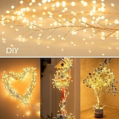 cheap Solar String Lights-Solar Waterproof Copper Wire String Lights LED Firecracker Lights 6m 200LEDs Indoor Outdoor Holiday Garden Christmas Party Halloween Decoration Multi Color Lights