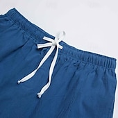cheap Holiday-Men&#039;s Shorts Linen Shorts Summer Shorts Beach Shorts Drawstring Elastic Waist Straight Leg Plain Comfort Breathable Above Knee Casual Daily Holiday Fashion Classic Style Black White