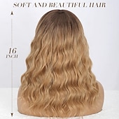 preiswerte Party Perücken-Ombre Braune Perücke mit Pony für Frauen Schulterlange Bob Wellig Charmante Synthetische Perücken mit Natürlich Lockigem Hitzebeständigem Haar Halloween Perücken