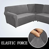 preiswerte Sofabezug-Stretch-Samt-5-Sitzer-Sofabezug in L-Form, einfarbig, All-Inclusive-Sofabezug für private Sitzecke in L-Form