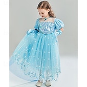 abordables Costumes pour filles-La Reine des neiges Conte de Fées Princesse Cendrillon Elsa Robe de demoiselle d&#039;honneur Costume de soirée à thème Robes en tulle Douce Lolita Cosplay de Film for Fille Enfants Carnaval Fête / Soirée