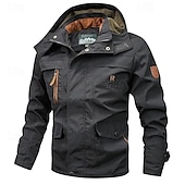 economico Giubbotti e cappotti da uomo-Per uomo Giacca da esterno Giacca cargo Giacca con cappuccio Giacca tattica Esterno Giornaliero Rimovibile Morbido Tasche multiple Primavera &amp; Autunno Liscio Informale Comodo Con cappuccio Standard