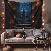 tanie Dekoracja Halloween-dekoracje halloween dziewczyna duch wiszący gobelin sztuka ścienna duży gobelin dekoracja ścienna tło zdjęcia koc zasłona dom sypialnia salon