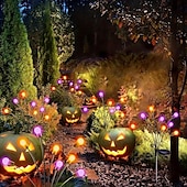 cheap Pathway Lights &amp; Lanterns-2pcs Solar Swaying Firefly Lights Purple Orange Light Outdoor Solar  Ground Pathway light with 8 Heads for Halloween Outdoor Courtyard Halloween Decorations